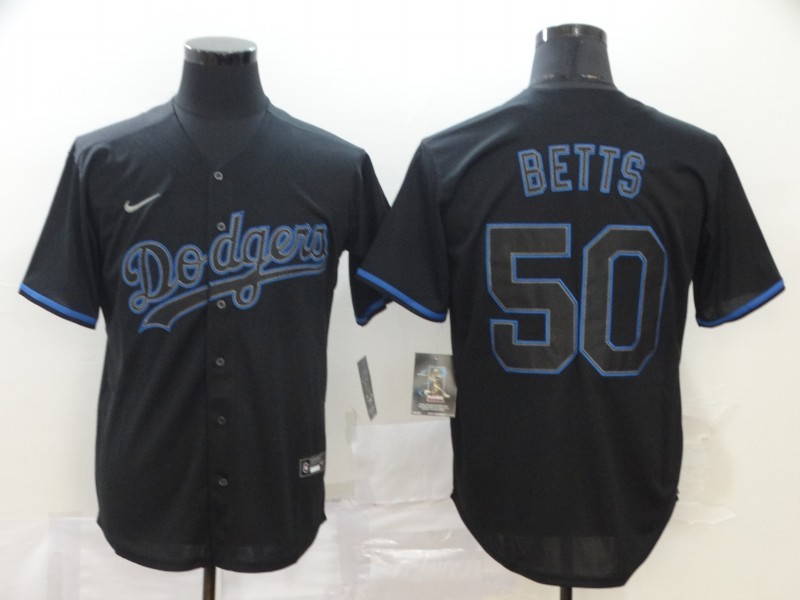 Men's Los Angeles Dodgers Mookie Betts #50 Black Stitched Jersey